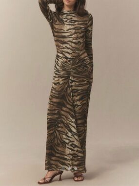 Ronny Kobo Collection Brown Tiger-Print Maxi Dress
